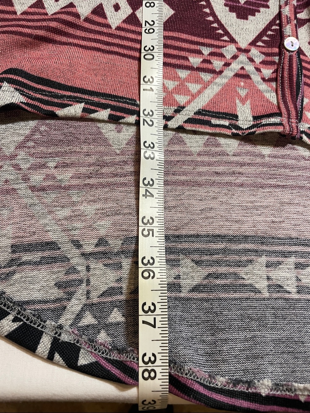 About A Girl Maroon and Cream Geometric Knit Cardigan - Picture 5 of 7